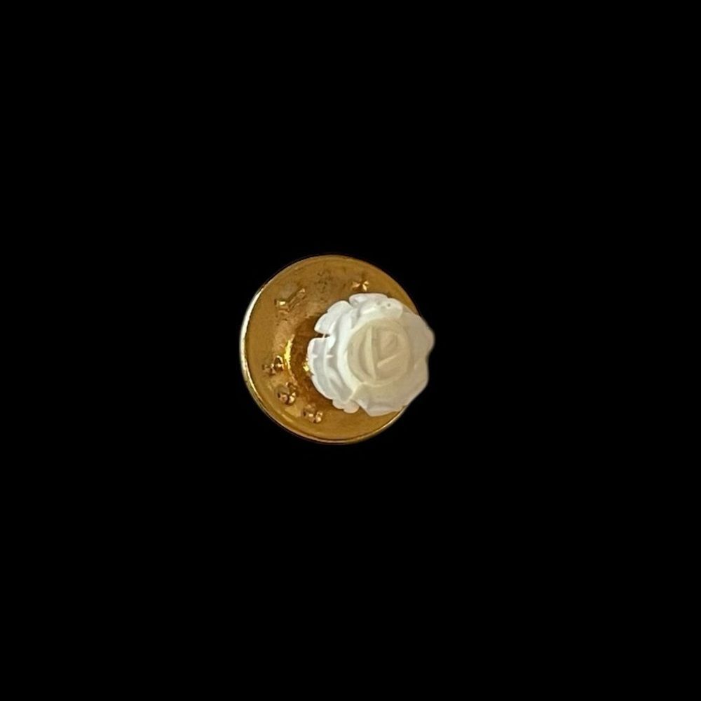 Vintage Mother of Pearl Carved Rose Flower Lapel Pin